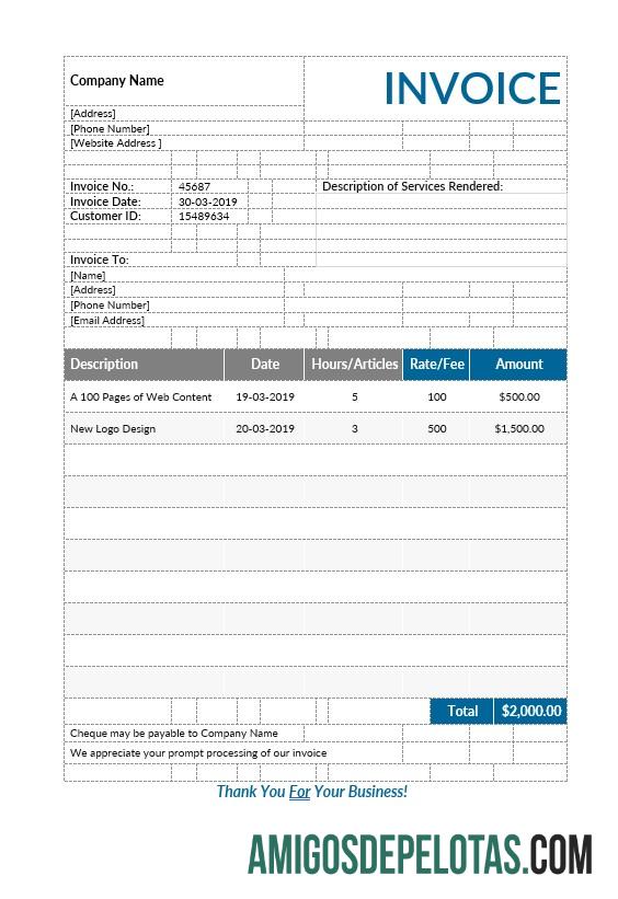 realista Modelo de fatura para escritor freelance